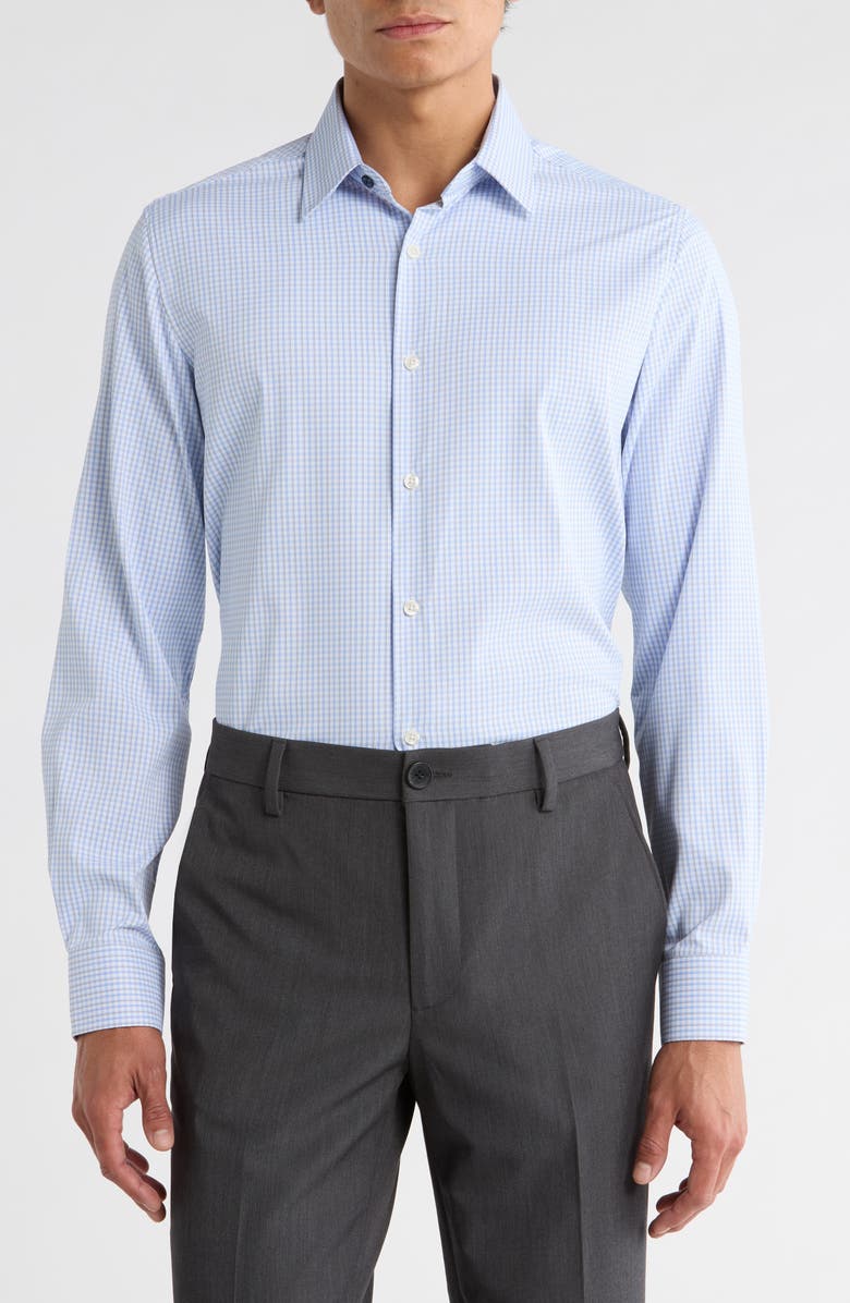 Duchamp Grid Print Slim Fit Dress Shirt, Main, color, Blue