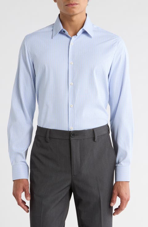 Grid Print Slim Fit Dress Shirt