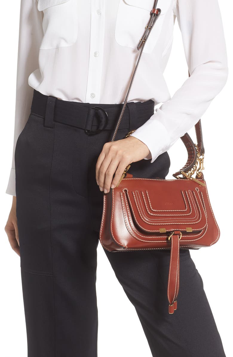 Chloé Mini Marcie Lizard Embossed Leather Satchel, Alternate, color,