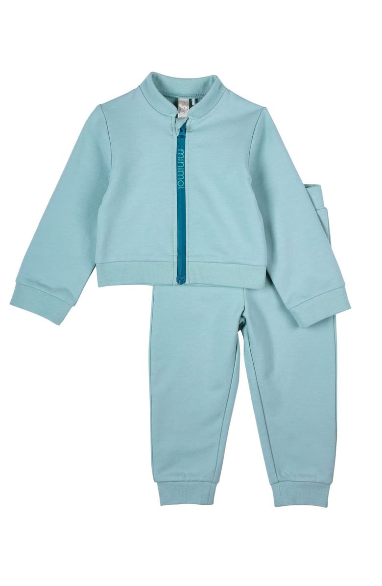 MiniMoi 2 Piece Kids Cotton Rich Full Zip Jacket and Pants Set, Main, color, Cloud Blue