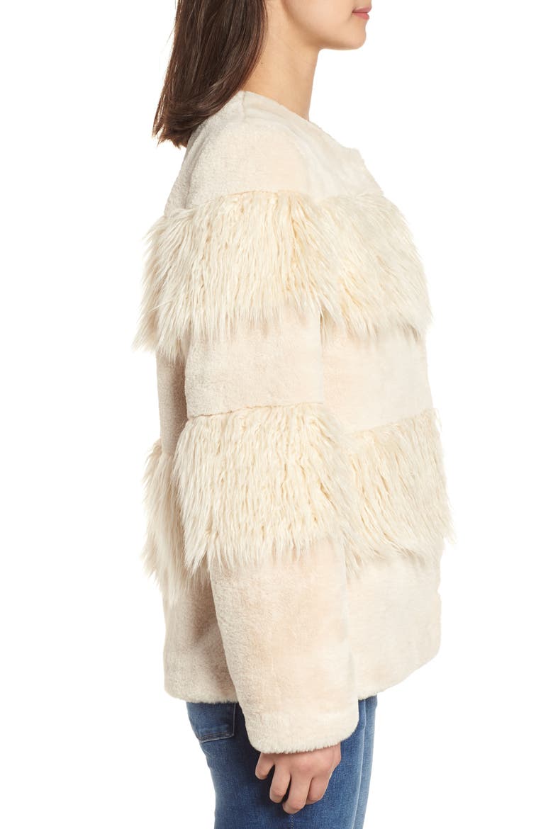 Mixed Faux Fur Jacket, Alternate, color, CREAM