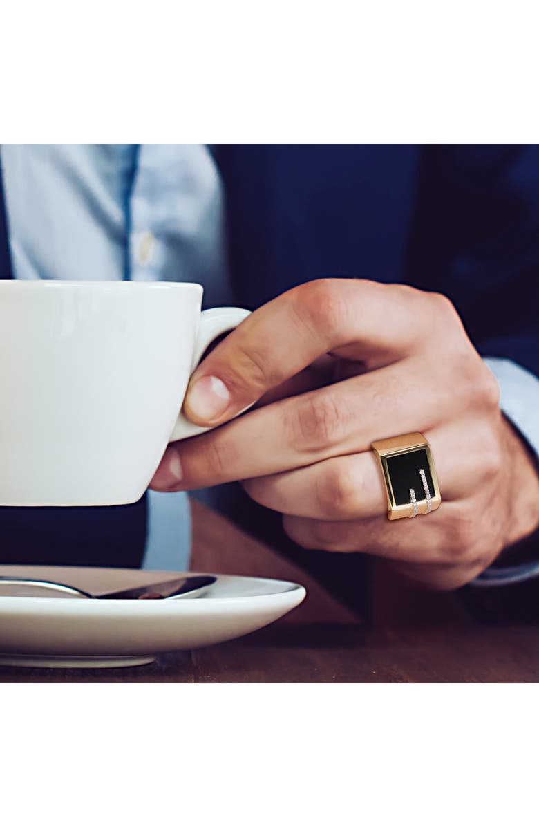 DELMAR Men's Square Black Onyx & Diamond Ring - 0.13ct., Alternate, color, Black