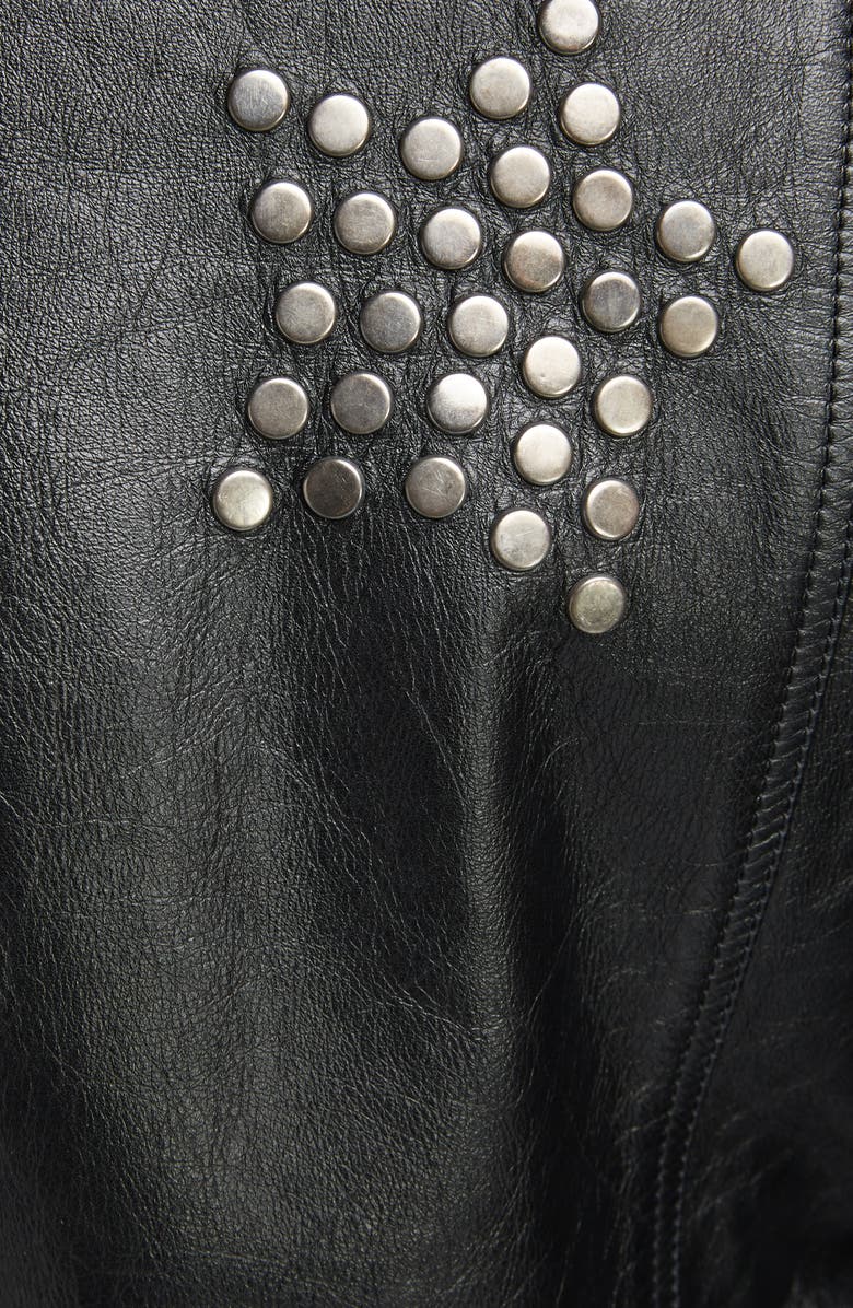 Saint Laurent Contrast Lapel Studded Leather Jacket, Alternate, color, 