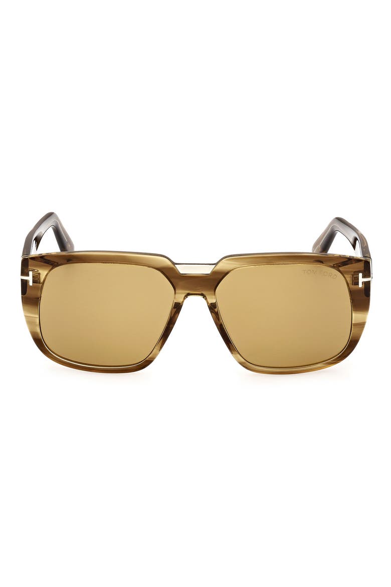 56mm Square Sunglasses, Main, color, COLORED HAVANA / BROWN