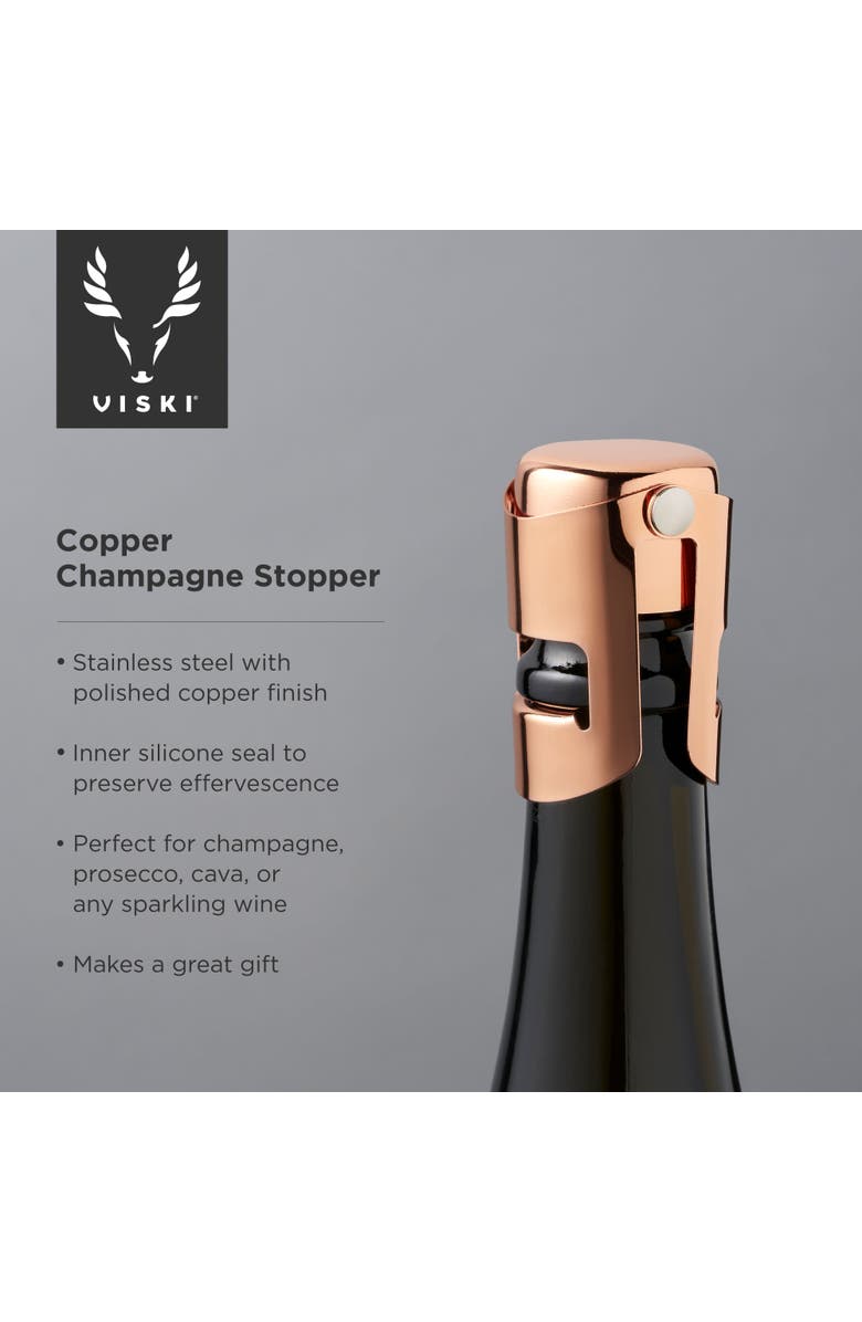 Viski Summit Champagne Stopper, Alternate, color, Copper