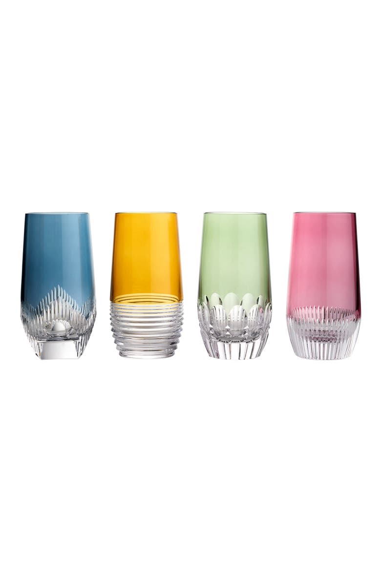 Mixology Mixed Set of 4 Highball Glasses, Main, color, MULTI BLUE