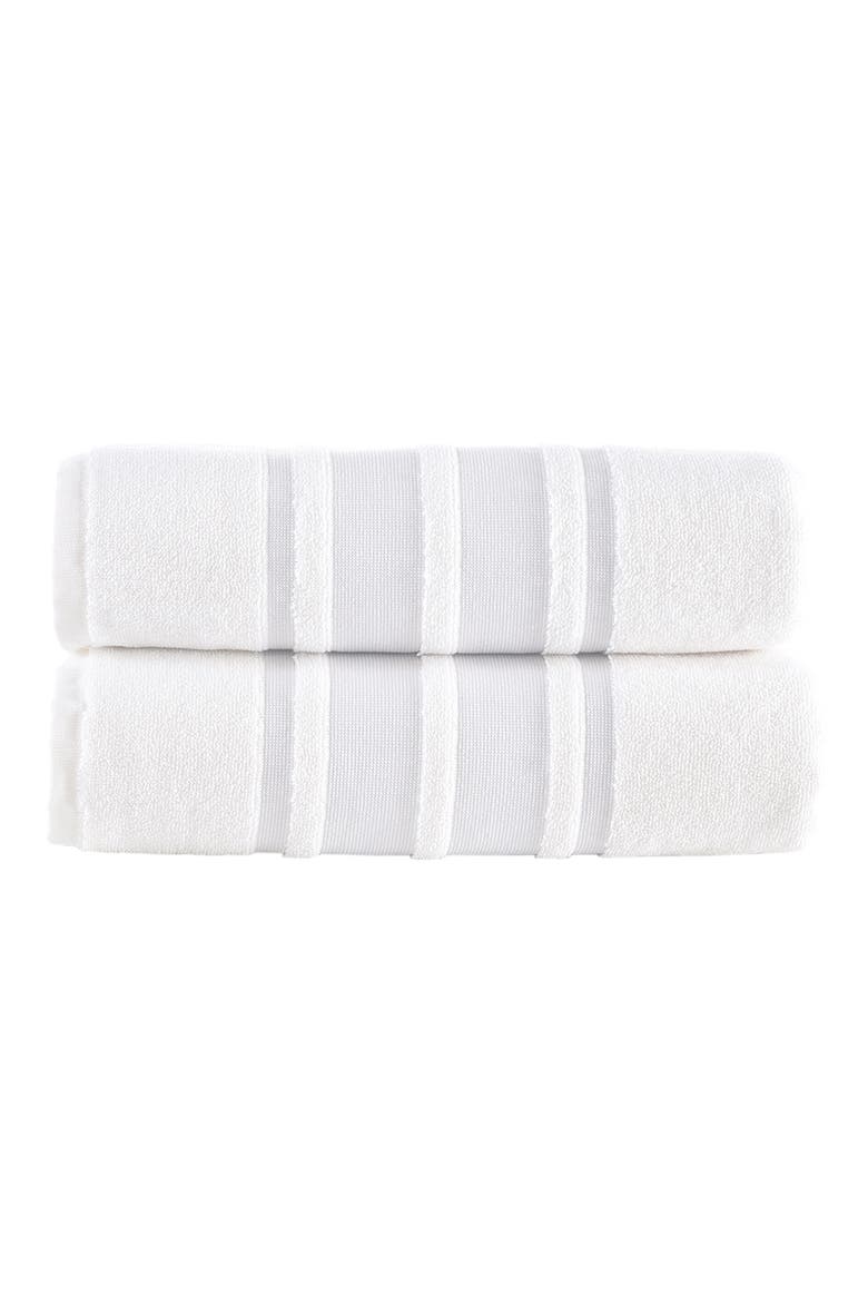 Contrast Boarder 2-Pack Bath Towel Set, Main, color, SILVER