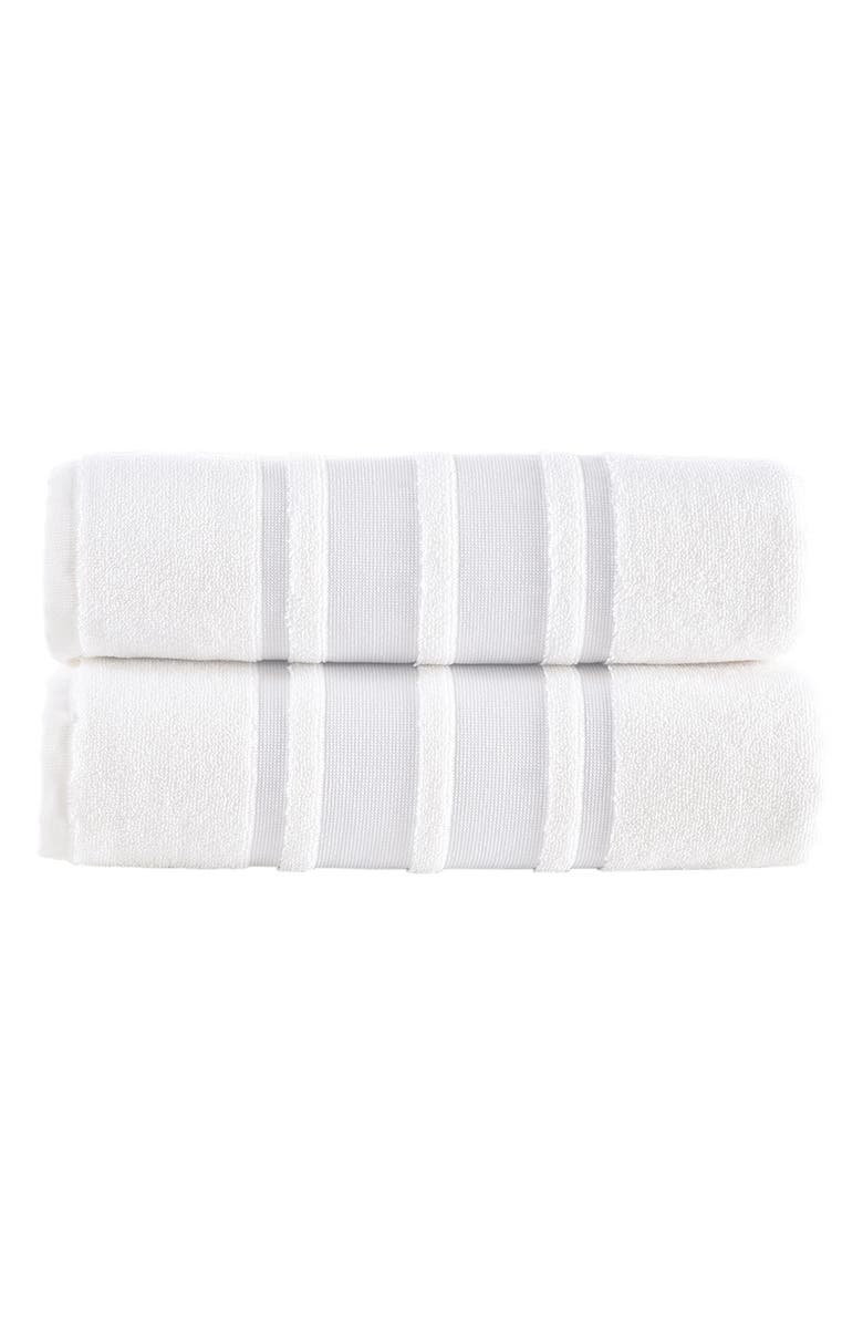 Brooks Brothers Contrast Boarder 2-Piece Towel Set, Main, color, Silver