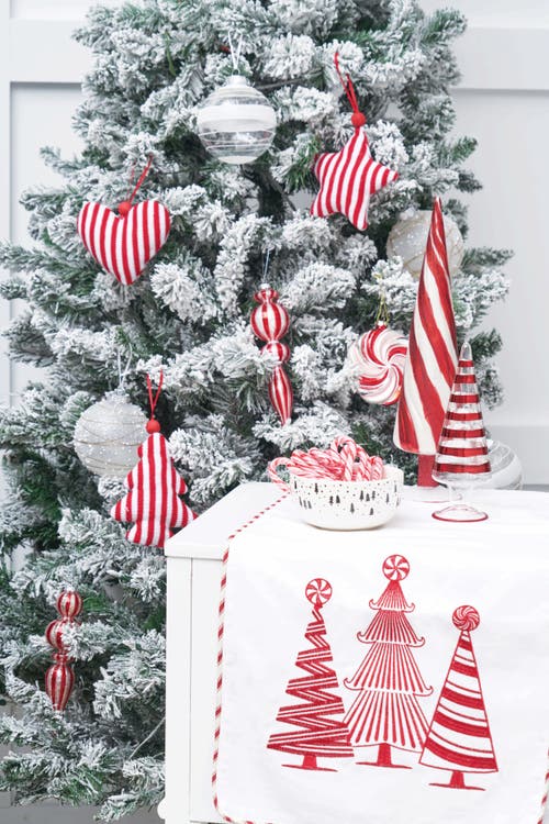 C & F Home C&f Home Peppermint Forest Table Runner 14" X 72" In Red