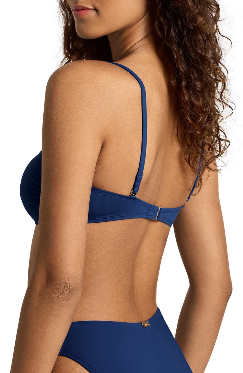 Lauren Ralph Lauren Shirred V-Wire Bikini Top, Alternate, color, Blue Saturn