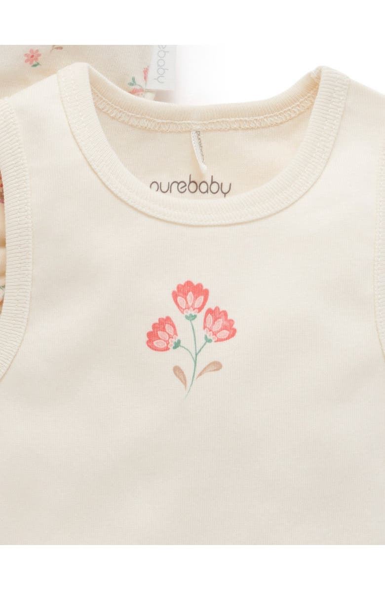Purebaby 2 Pack Short Sleeve Ribbed Bodysuit Floral, Alternate, color, Emilia Print