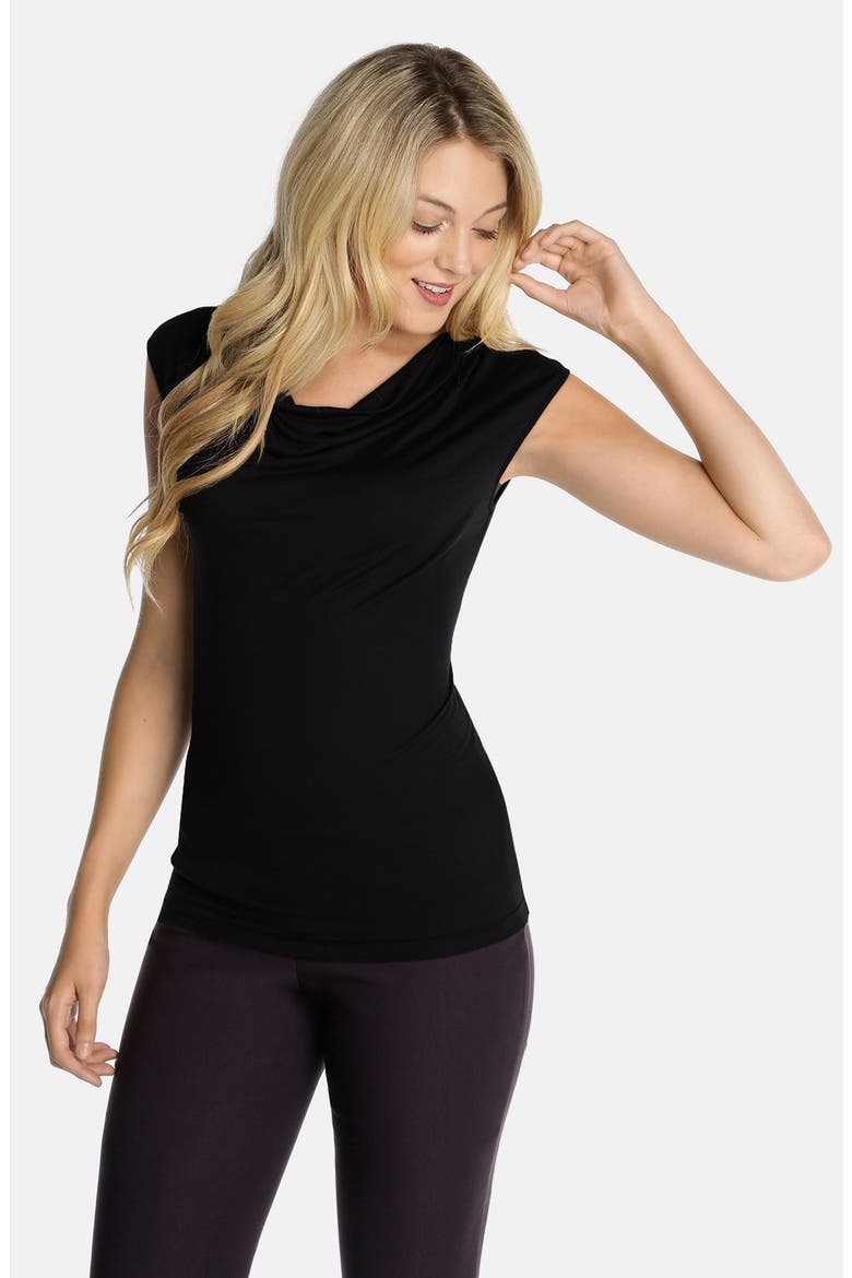 Drape Neck Top, Main, color, BLACK ONYX