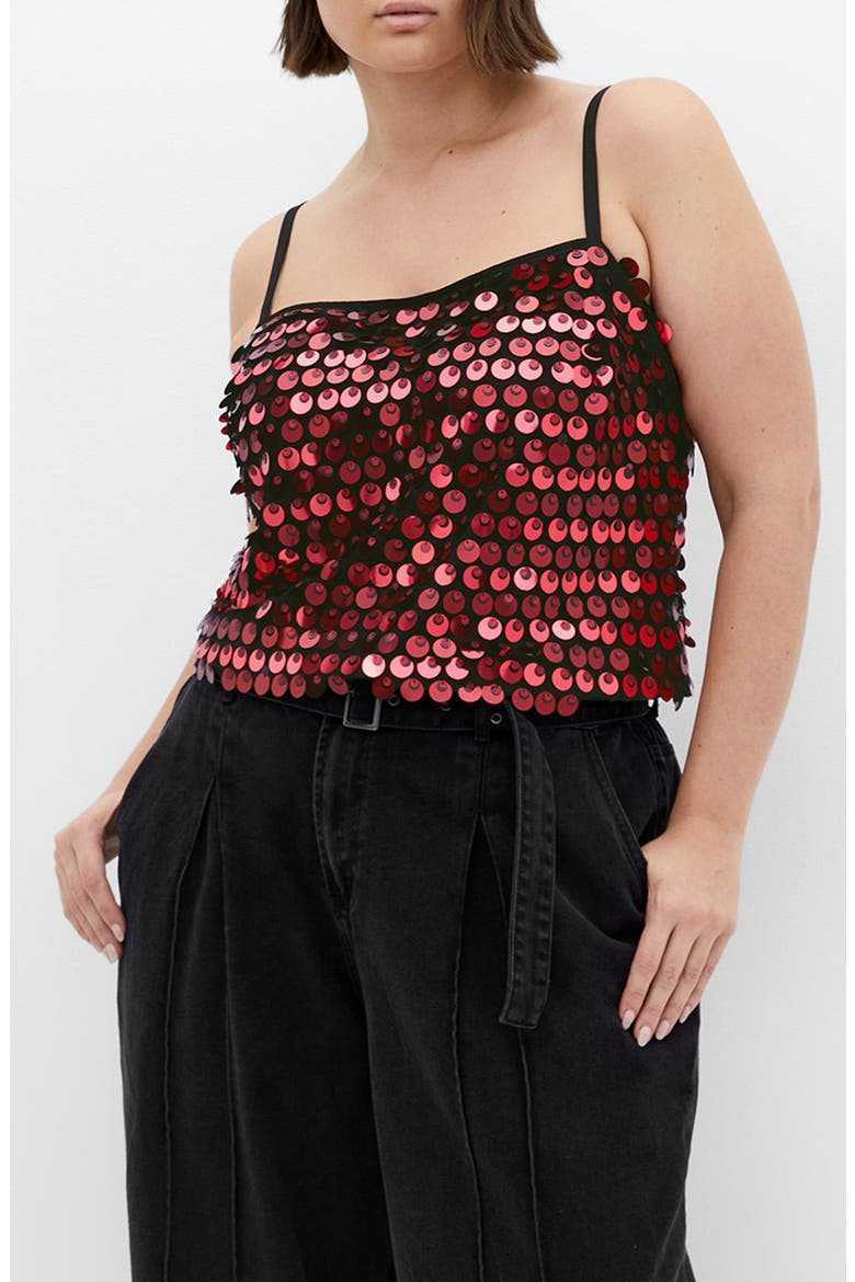 Disco Paillette Sequin Camisole, Main, color, PINK