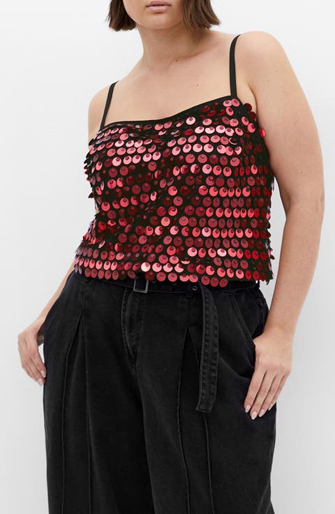 Disco Paillette Sequin Camisole (Plus)