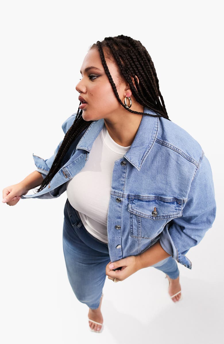 ASOS DESIGN Curve Western Denim Jacket, Alternate, color,