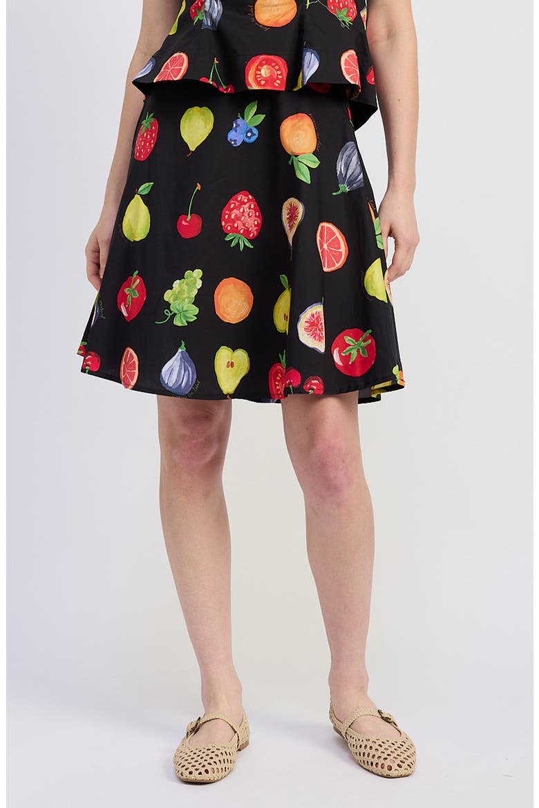 Melody Print Poplin Skirt, Main, color, BLACK RED MULTI