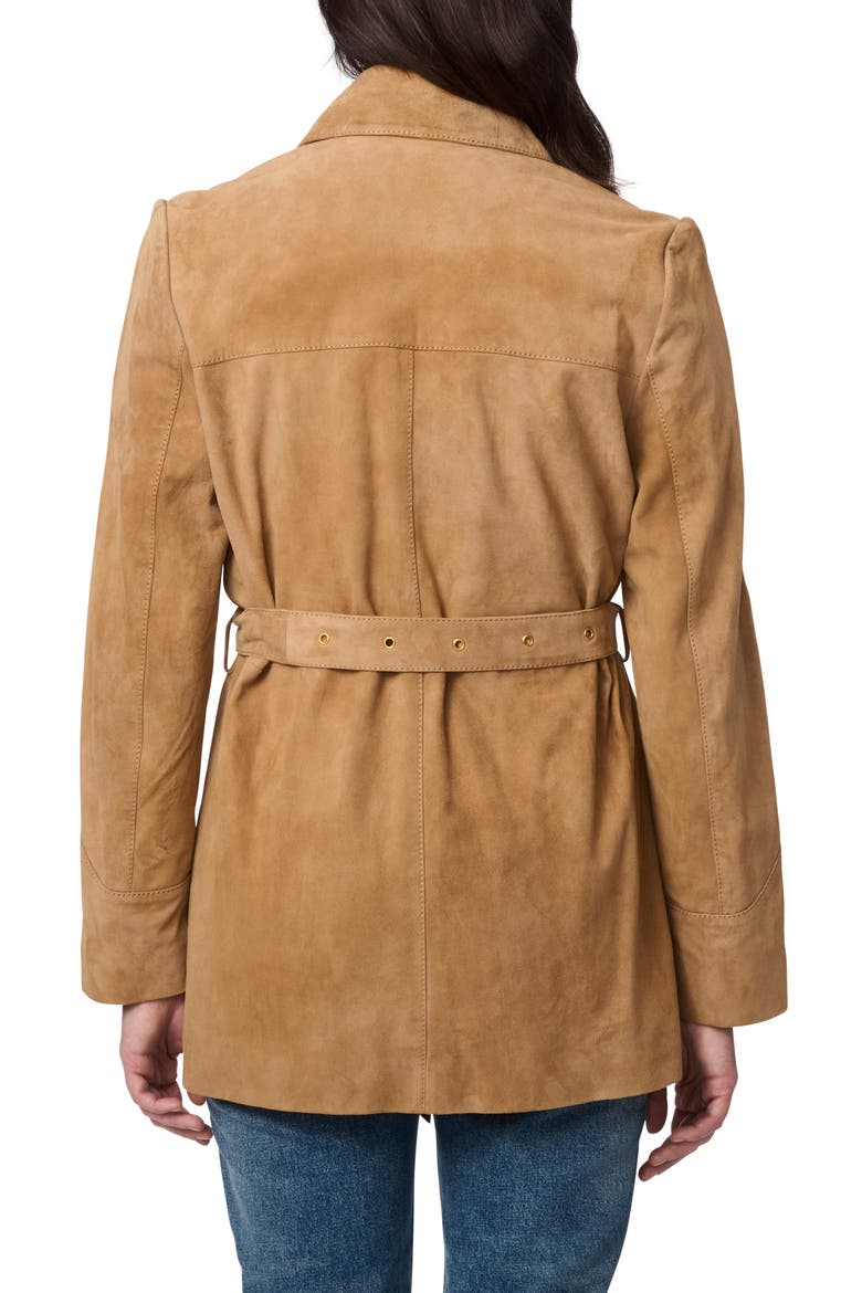 Belted Suede Jacket, Alternate, color, BRICK