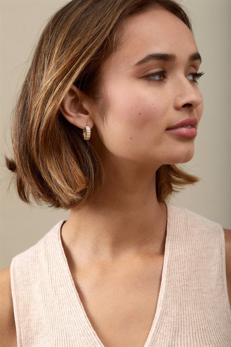Jules Ridge Hoop Earrings, Alternate, color, Gold