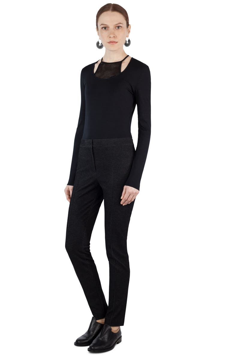 Akris punto Lambskin Leather & Knit Pants, Alternate, color,