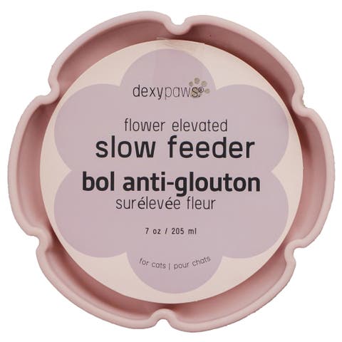 Flower Elevated Slow Feeder, Pink Blush, Silicone Cat Dish