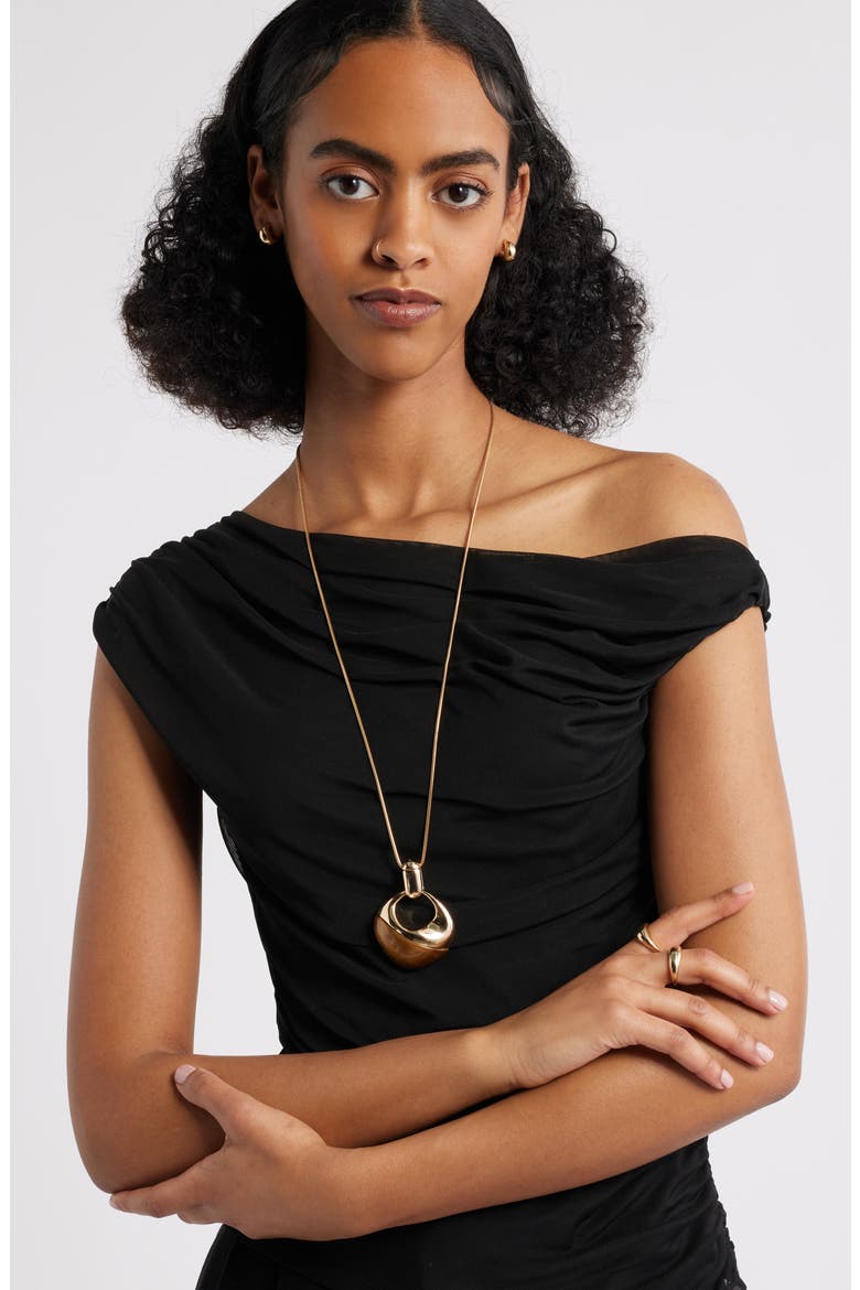 Pendant Necklace, Alternate, color, BROWN- GOLD