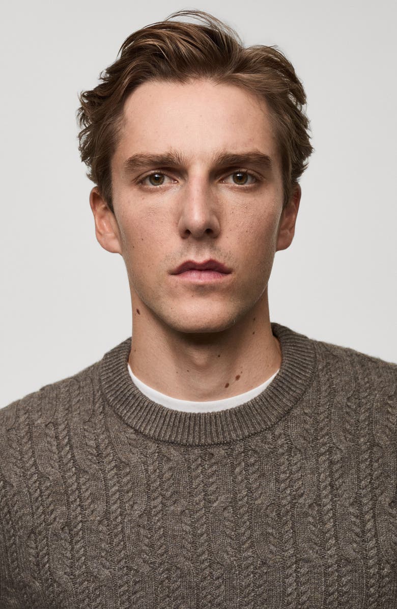 MANGO Cable Stitch Crewneck Sweater, Alternate, color, 