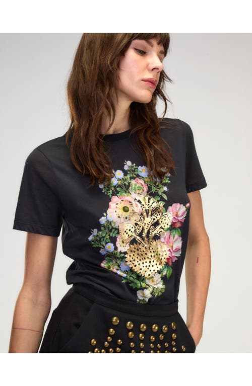 Cynthia Rowley Heart Of Gold Tee In Black