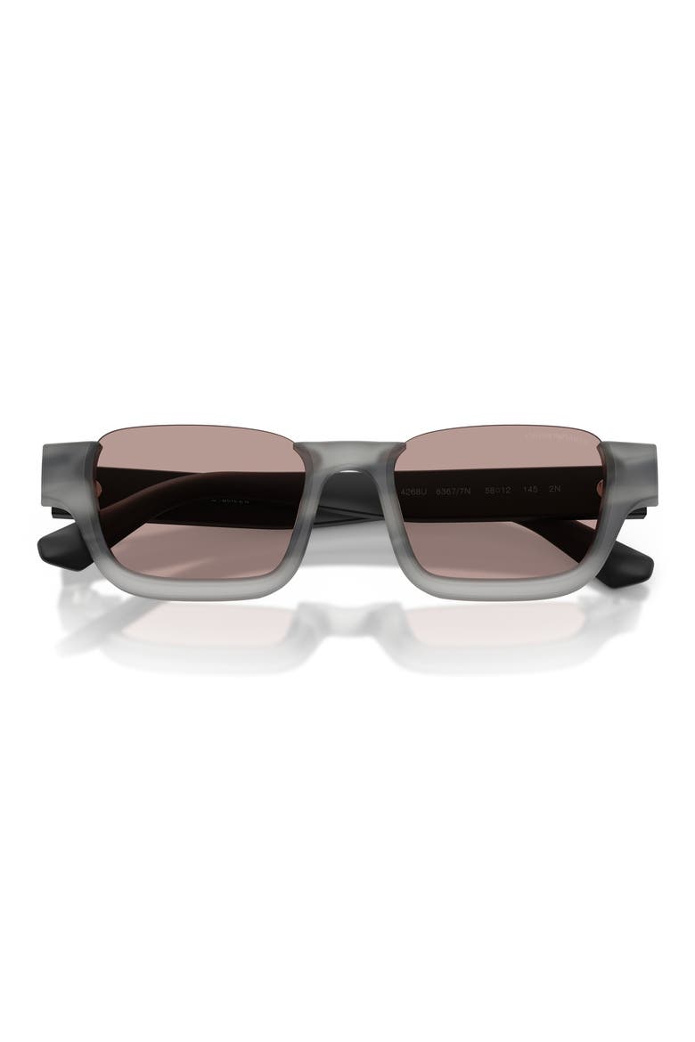 58mm Rectangle Sunglasses, Alternate, color, HAVANA GREY / PURPLE BROWN