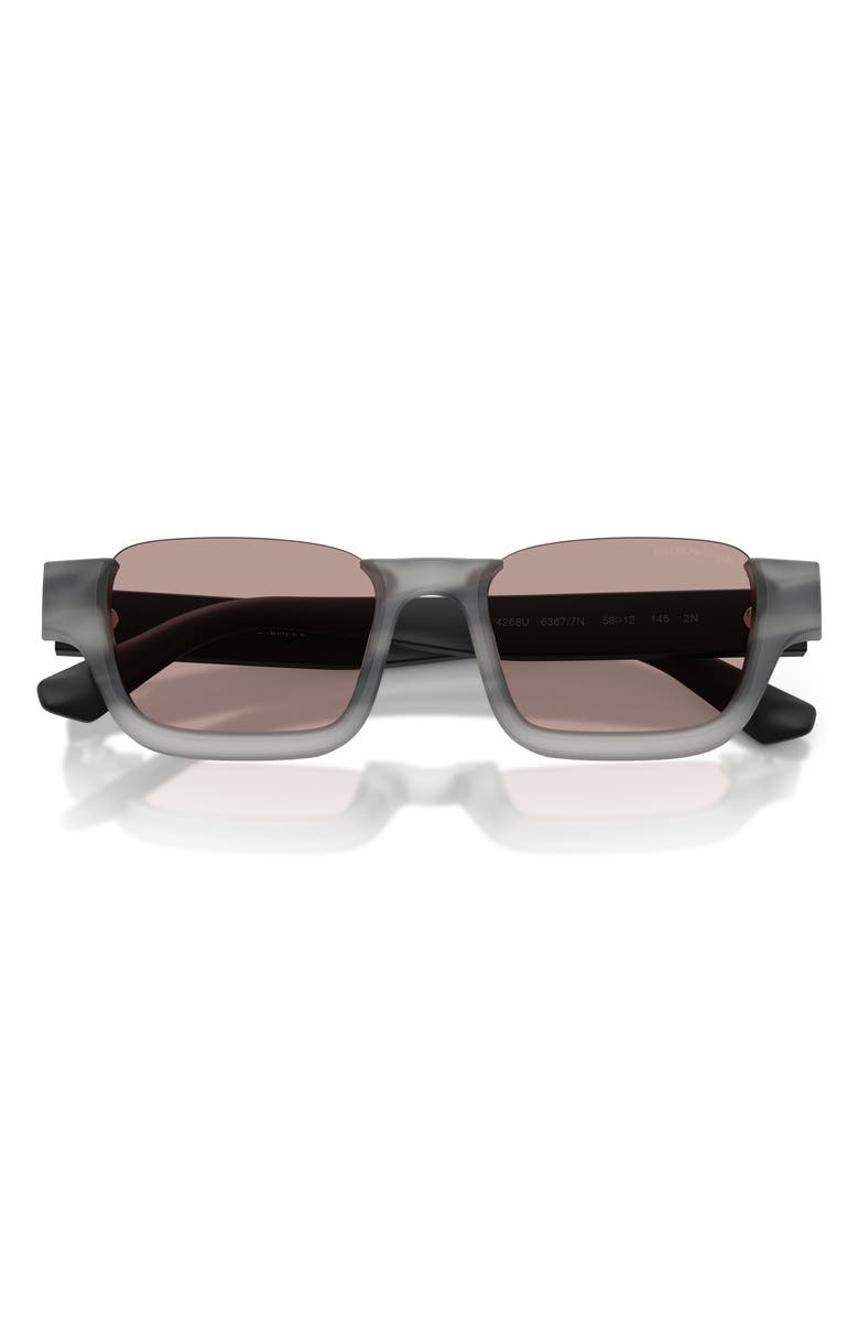Emporio Armani 58mm Rectangle Sunglasses, Alternate, color, Havana Grey / Purple Brown