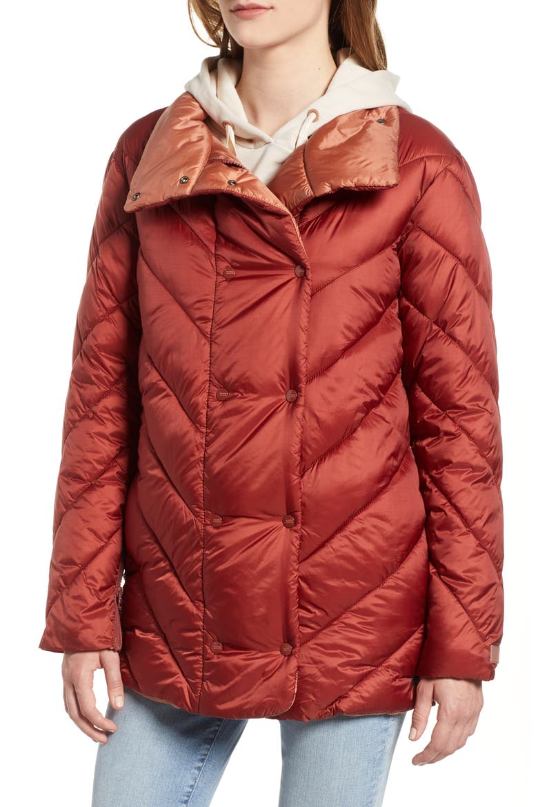 Contrast Lining Puffer Coat, Alternate, color, TERRACOTTA