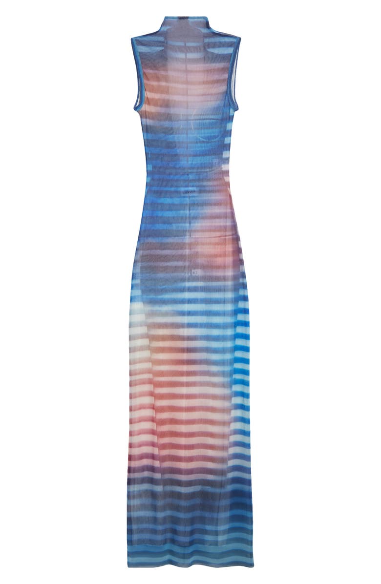 Jean Paul Gaultier Air Print Mesh Body-Con Dress, Alternate, color, Light Blue/ Blue/ Peach