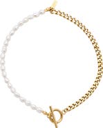 st. Moran Angel Freshwater Pearl & Curb Chain Anklet, 4mm