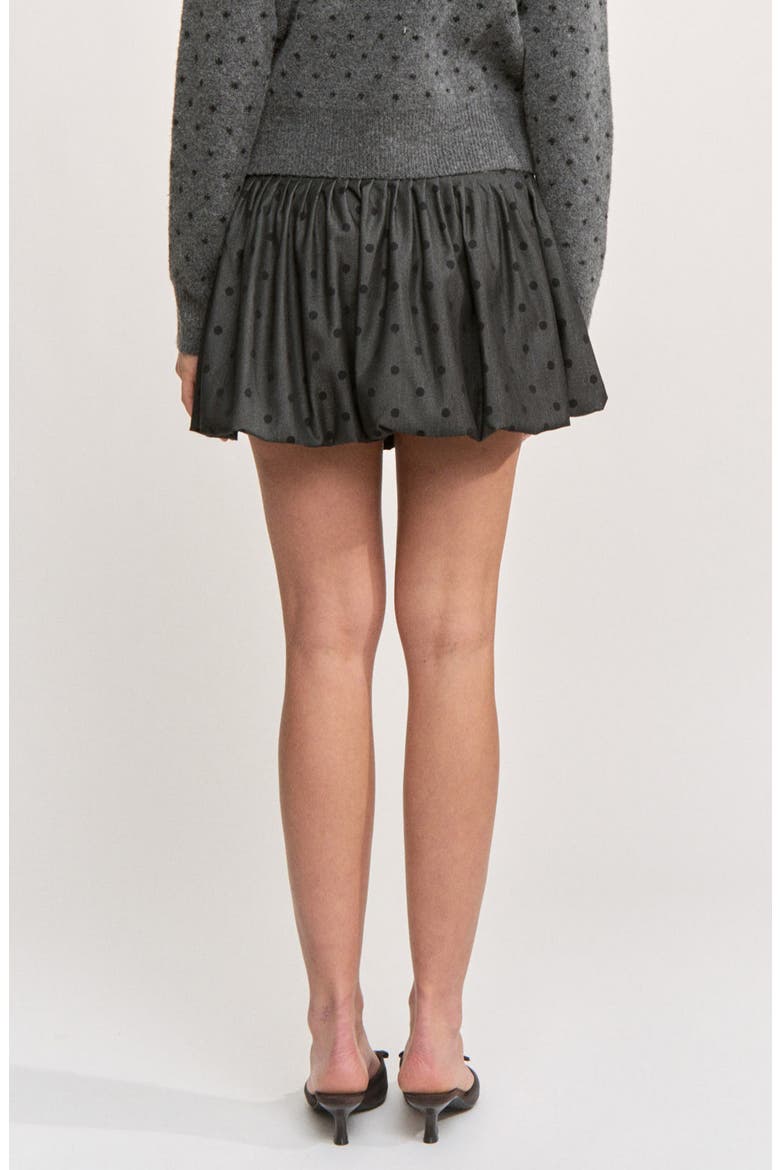 Adrienne Polka Dot Bubble Hem Miniskirt, Alternate, color, CHARCOAL BLACK