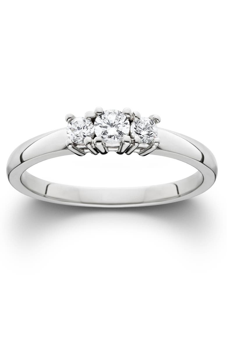 1/4 Ct Three Stone Lab Grown Diamond Engagement Ring 10k Gold, Main, color, 10k White Gold