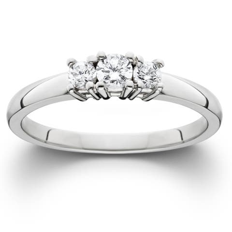1/4 Ct Three Stone Lab Grown Diamond Engagement Ring 10k Gold