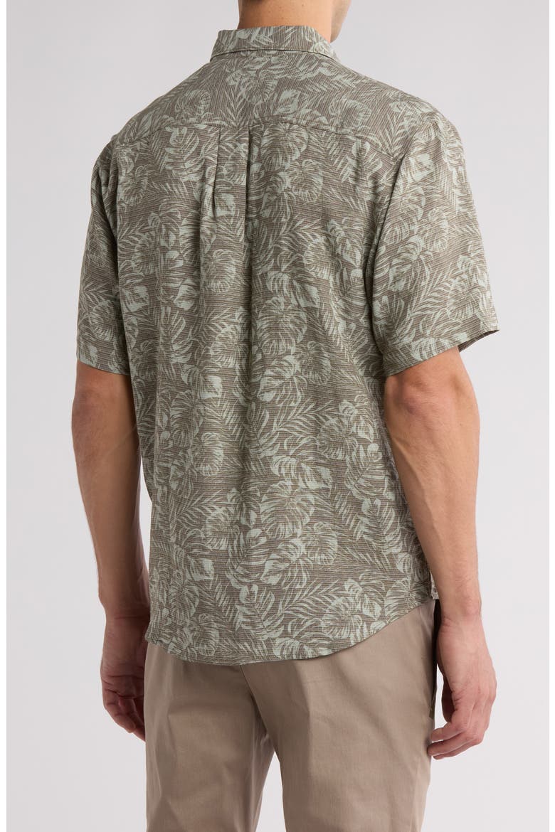 Fallen Leaves Tencel® Modal Blend Button-Down Shirt, Alternate, color, TEA LEAF