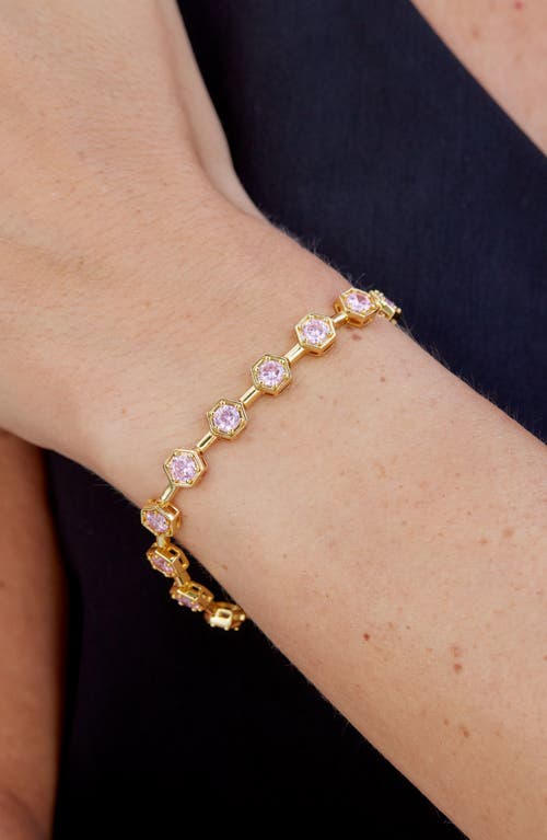 Savvy Cie Jewels Octagon Cubic Zirconia Bracelet In Yellow