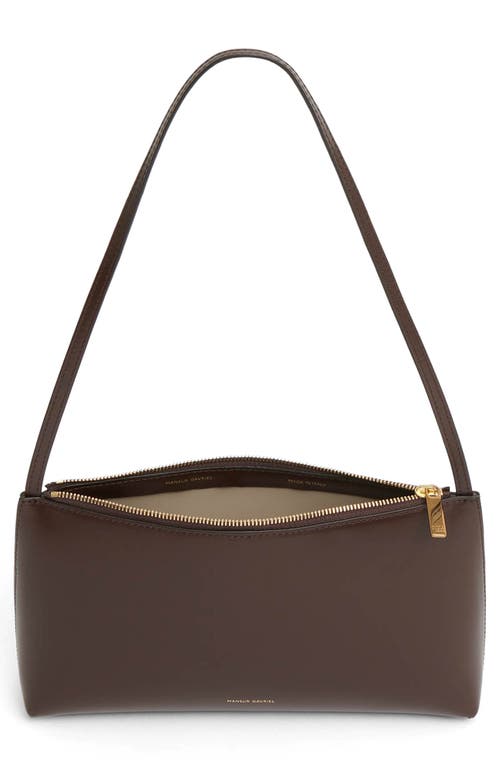 Shop Mansur Gavriel Gaia Leather Shoulder Bag In Chocolate/warm Grey
