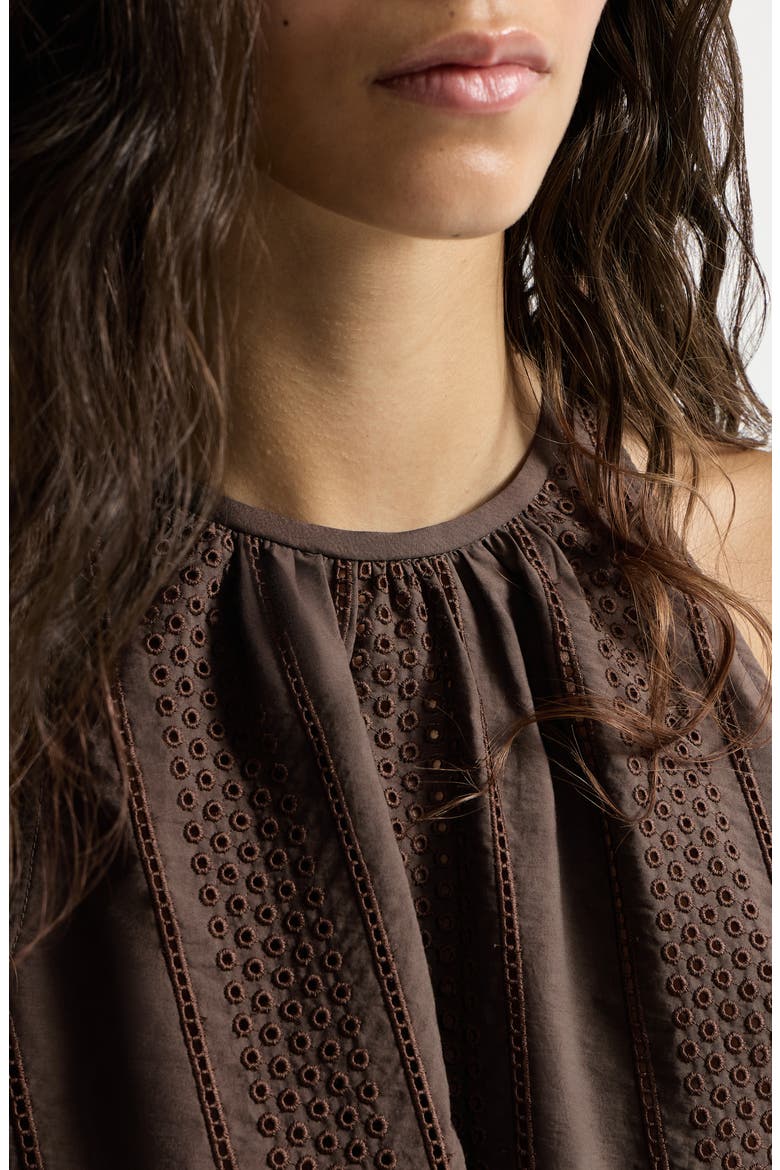 Broderie anglaise top, Alternate, color, Chocolate