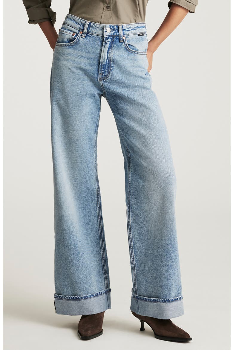 Florida Cuffed Wide Leg Jeans, Main, color, LIGHT BRUSHED CLASSIC BLUE