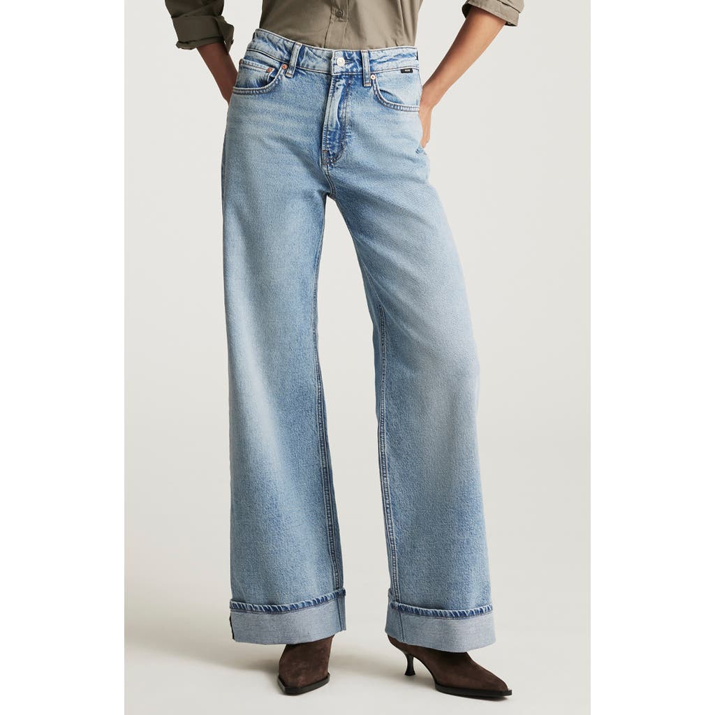 Mavi Jeans Florida Cuffed Wide Leg Jeans In Blue