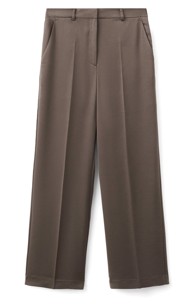 MANGO Straight Leg Satin Pants, Alternate, color, Medium Brown