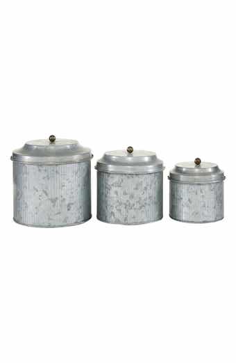 Farmhouse Set of 3 Metal Canisters