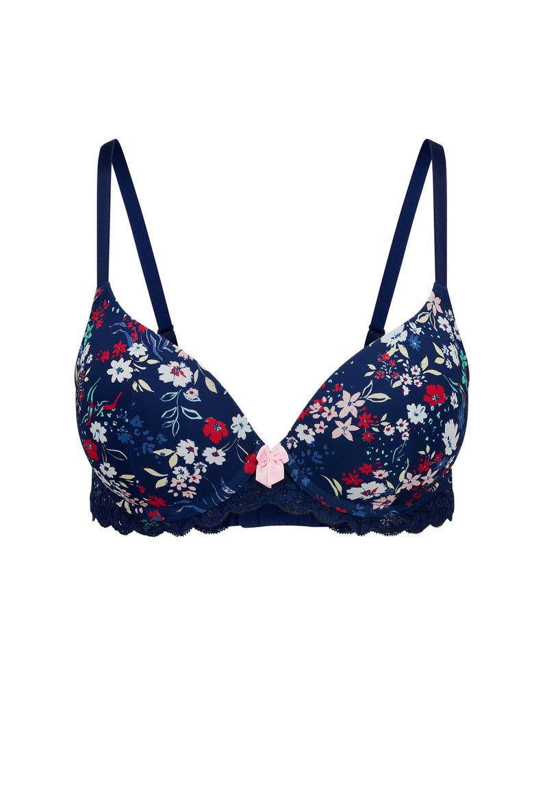 Kati Contour Demi Bra, Alternate, color, Floral blue