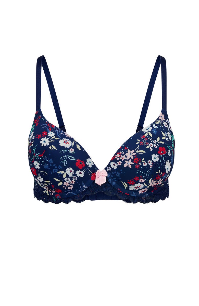 Adore Me Kati Contour Demi Bra, Alternate, color, Floral Blue