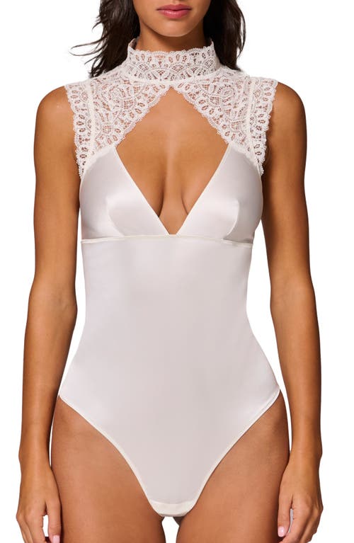 Simone Perele Symphonie Lace & Satin Bodysuit In Ivory