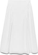 MANGO Cotton Midi Skirt with Pleats
