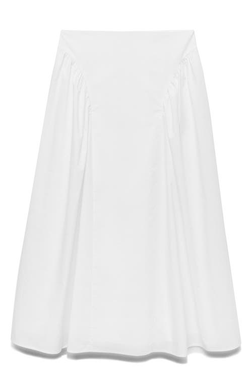 Mango Cotton Midi Skirt With Pleats In White