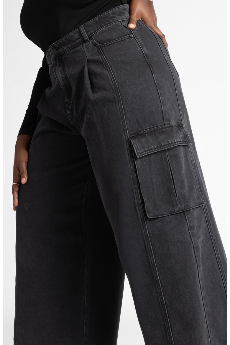 Wide Leg Cargo Jean, Alternate, color, BLACK WASH