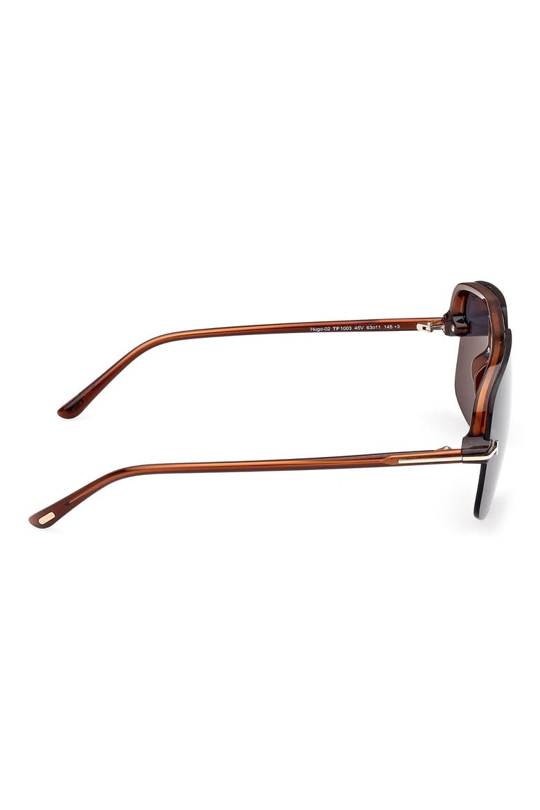 Hugo-02 63mm Oversize Navigator Sunglasses, Alternate, color, SHINY LIGHT BROWN / BLUE